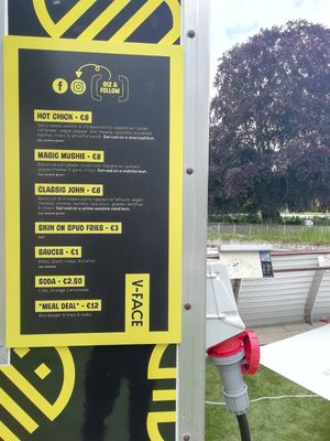 Menu at V-Face in Dublin