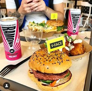 Yes, we do booze - wine spritz, red & white wine, IPA and pale ale!  at V-Face in Dublin