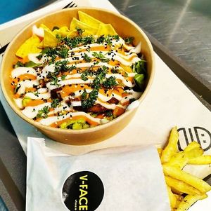 Hot chick salad bowl doing it's thang!  at V-Face in Dublin