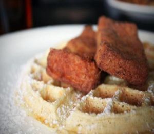 vegan chicken and waffles at hungry tiger too in portland at Hungry Tiger in Portland