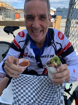 A happy cow at Angry Vegan in Penticton