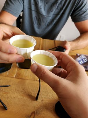 Ginger shot at Angry Vegan in Penticton