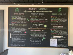 Menu at Angry Vegan in Penticton