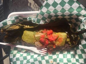 Black bean tamales with our in-house cooked salsa. Stay tuned when this feature becomes available as they sell fast. at Angry Vegan in Penticton