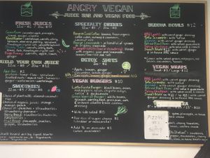 Our current menu at Angry Vegan in Penticton