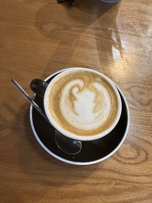 Flat white with oat milk   at Zenith in Lisbon