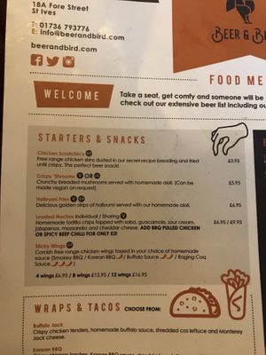 Vegan crispy shrooms  at Beer and Bird in St Ives