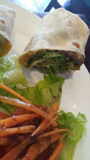 Roasted veegies hummus wrap. Delicious at Joma Bakery Cafe - That Luang in Vientiane