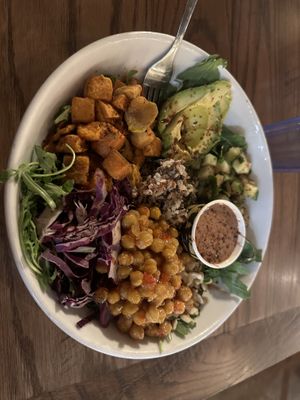 The bowl, I forgot what it was called  but it had chickpeas, tahini, brown rice and some other yummy stuff   at 49th State Brewing Co in Denali