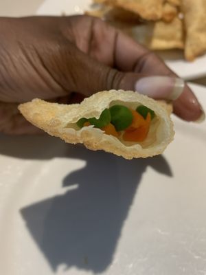 Inside of fried wonton appetizer  at Dragon House in Moreno Valley