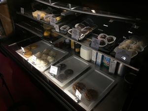 All kinds of different vegetarian and vegan treats. Vegan treats including brownies, berry crumble and cookies. at Rebar Modern Food in Victoria