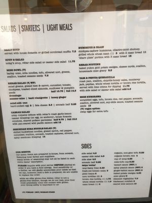 Their menu at Rebar Modern Food in Victoria