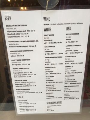 Their menu at Rebar Modern Food in Victoria