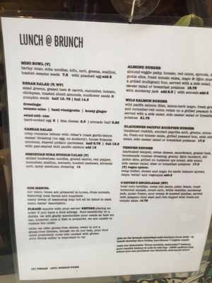 Their menu at Rebar Modern Food in Victoria