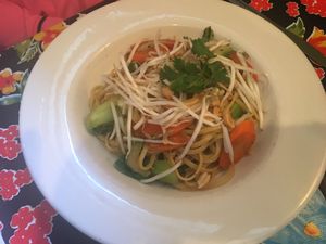 Spicy peanut noodle bowl at Rebar Modern Food in Victoria