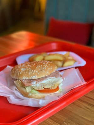 Vegan egg and ham burger  at Complex Burger in Moscow