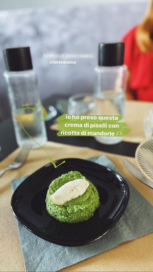 Crema di piselli con ricotta di mandorle   at Alice e Viola in Collegno