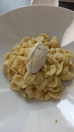 Orecchiette con pesto di fave e ricotta di mandorle at Alice e Viola in Collegno