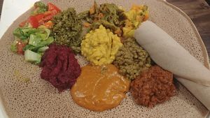 Veggie Platter -  very tasty and filling at Abyssinia Ethiopian in Calgary