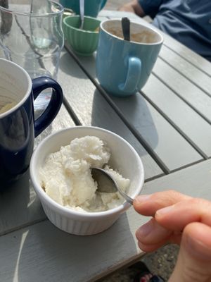 Coconut icecream  at Cafe Carmel in Bacton
