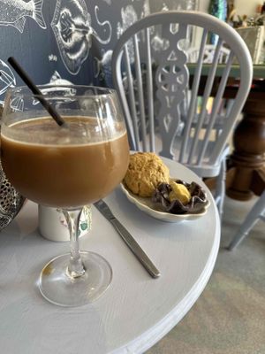 Iced coffee, cheeze scone 😋  at Cafe Carmel in Bacton