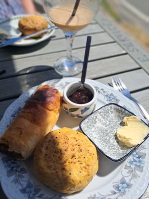 Cheese scone 
Vegan Savoury 
Chutney at Cafe Carmel in Bacton