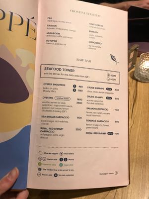 Menu legend with helpful icons at Salt in Tirana