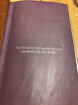 Front page: "Let food by thy medicine and medicine be thy food." at Salt in Tirana