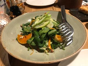 Kabocha salad, customized to be vegan at Salt in Tirana