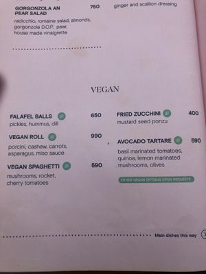 Vegan section at Salt in Tirana
