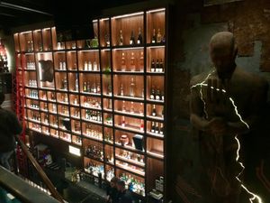 The downstairs bar at Salt in Tirana