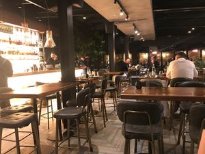 Upstairs dining area at Salt in Tirana