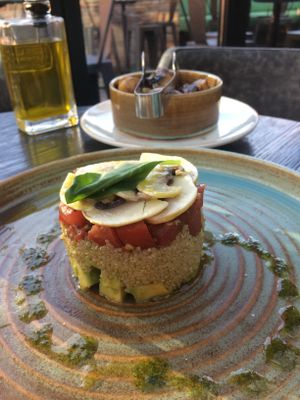 Avocado tartare w/ quinoa, tomato and mushroom at Salt in Tirana