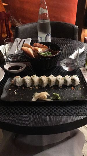 Vegan sushi rolls at Salt in Tirana