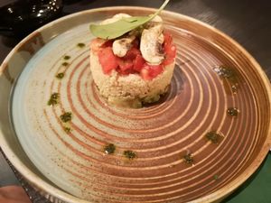 amazing avocado tartare with quinoa at Salt in Tirana