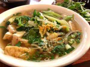 “Chicken” and tofu noodle soup  at Pho Saigon Village Noodle House in Vallejo