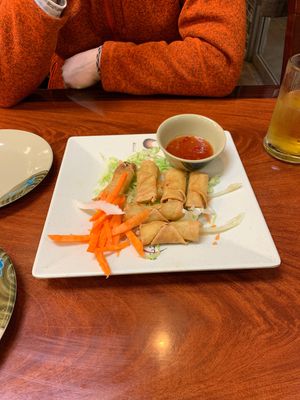 Yum! Crispy vegan spring rolls at Pho Saigon Village Noodle House in Vallejo