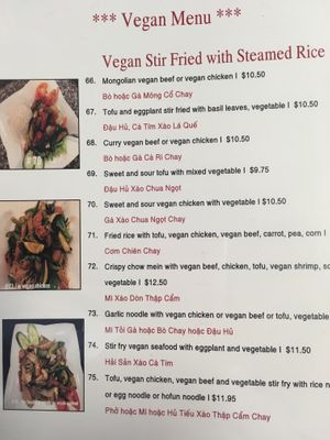 Menu at Pho Saigon Village Noodle House in Vallejo