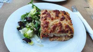 Vegan moussaka at Aubergine Cafe in Corfu