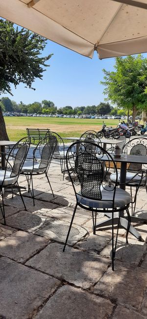 Dining area at Aubergine Cafe in Corfu