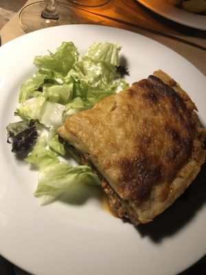 Vegan Mousaka  at Aubergine Cafe in Corfu