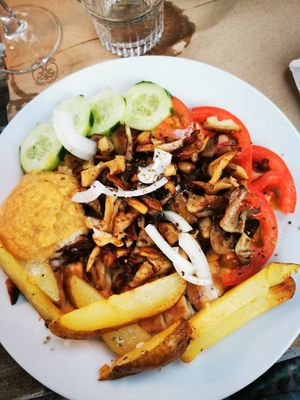 Mushroom gyros at Aubergine Cafe in Corfu