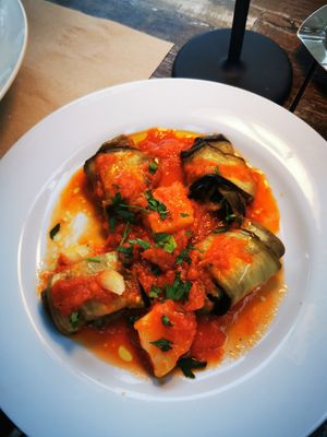 Stuffed aubergine at Aubergine Cafe in Corfu
