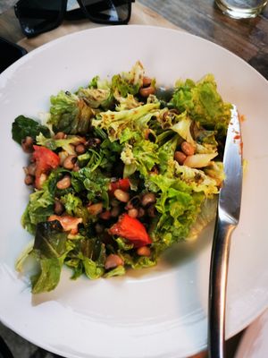 Salad with beans at Aubergine Cafe in Corfu