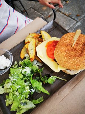 Soya burger at Aubergine Cafe in Corfu