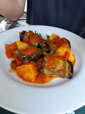 stuffed aubergine at Aubergine Cafe in Corfu