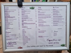 Menü 2022 Summer at Aubergine Cafe in Corfu