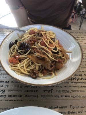 Campagniola spaghetti   at Aubergine Cafe in Corfu
