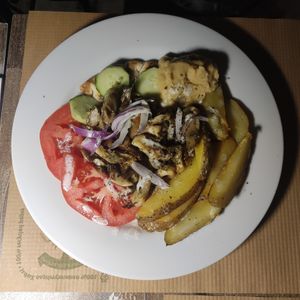 Vegetarian gyros at Aubergine Cafe in Corfu