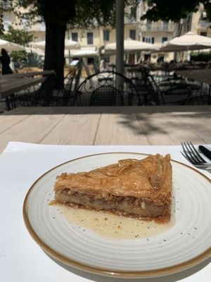 Vegan baklava (very sweet and kind off pricey, but very good and big portion)  at Aubergine Cafe in Corfu
